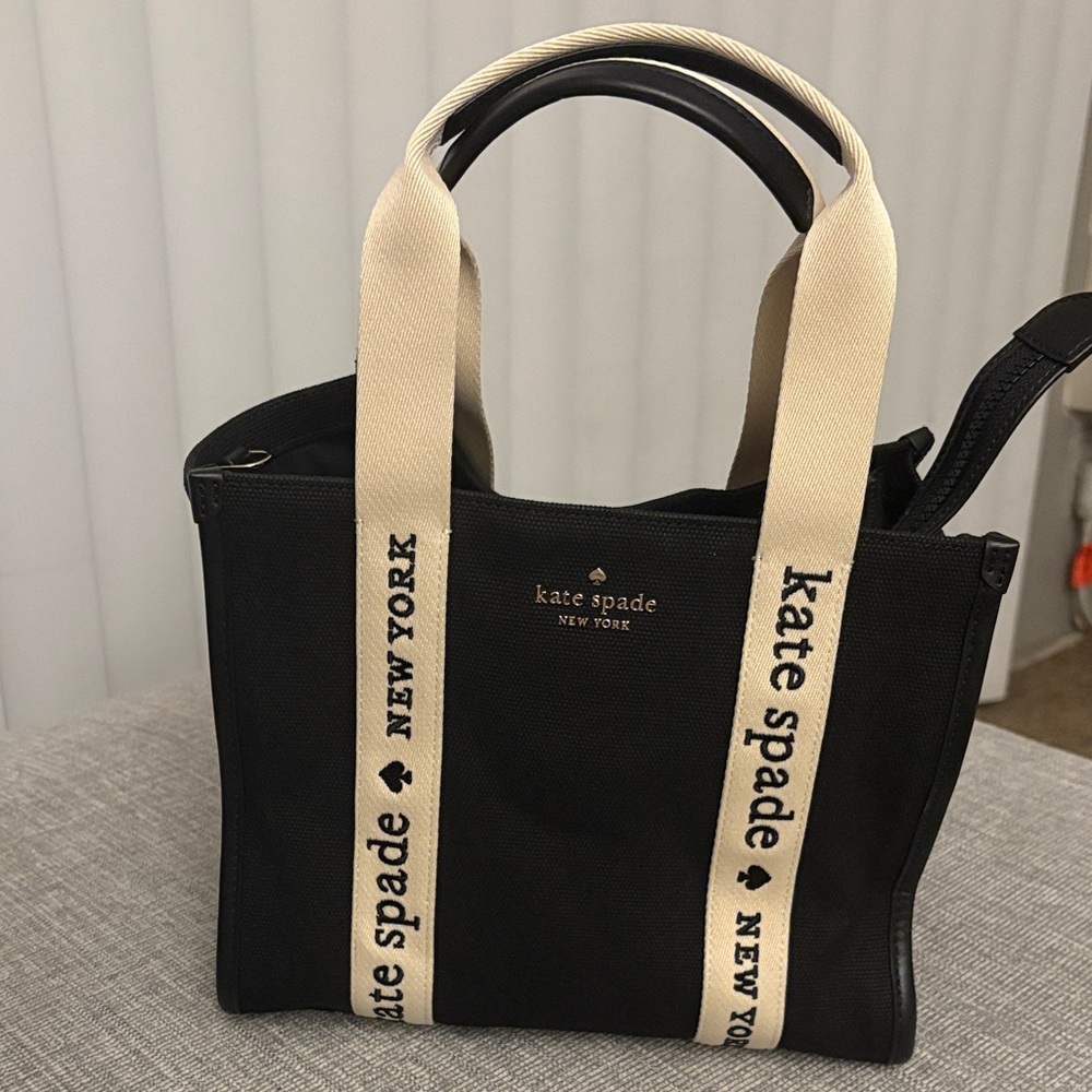 Kate Spade Black and Cream Canvas Tote Bag - Picture 2 of 8